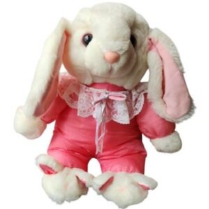 Vintage Main Joy Limited Plush Rabbit Pink Satin & Lace In Bunny Slippers Easter